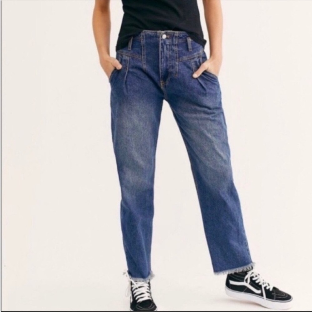 NEW Free People Claudette Tapered Raw Hem Jeans